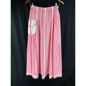 Chessa Davis Womens M Vtg 70s Maxi Skirt‎ Gingham Plaid Prairie Boho Lace Barbie